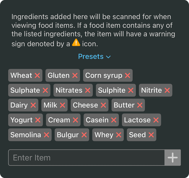 Input Ingredients